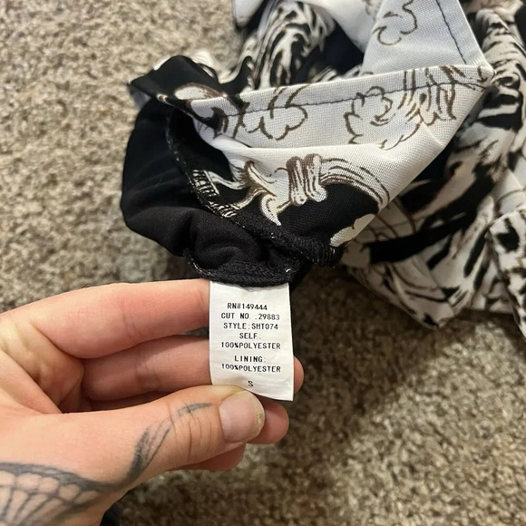 Ember‎ Mock Neck Blouse Floral Business Casual Blouson Sleeve Office Career Crop - Picture 9 of 14